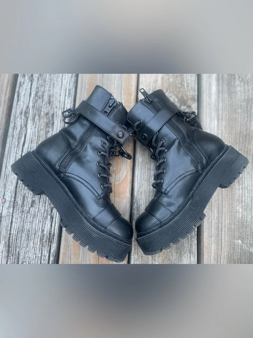 Current Mood Black Combat Moto Boots - Picture 2 of 3